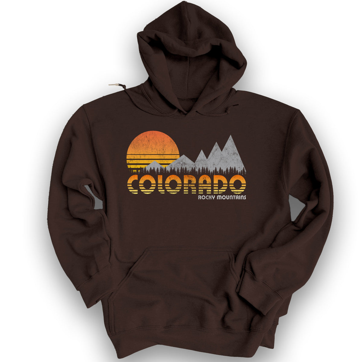Colorado Rocky Mountains "80's Retro" Hoodie - Dark Chocolate