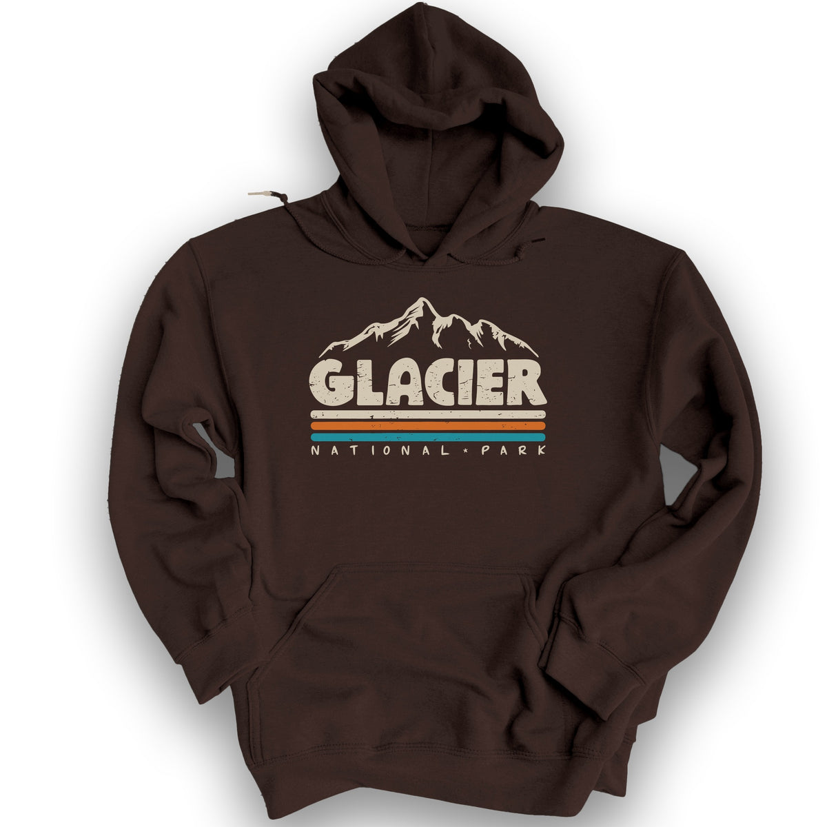 Glacier National Park "Retro Stipes" Hoodie - Dark Chocolate