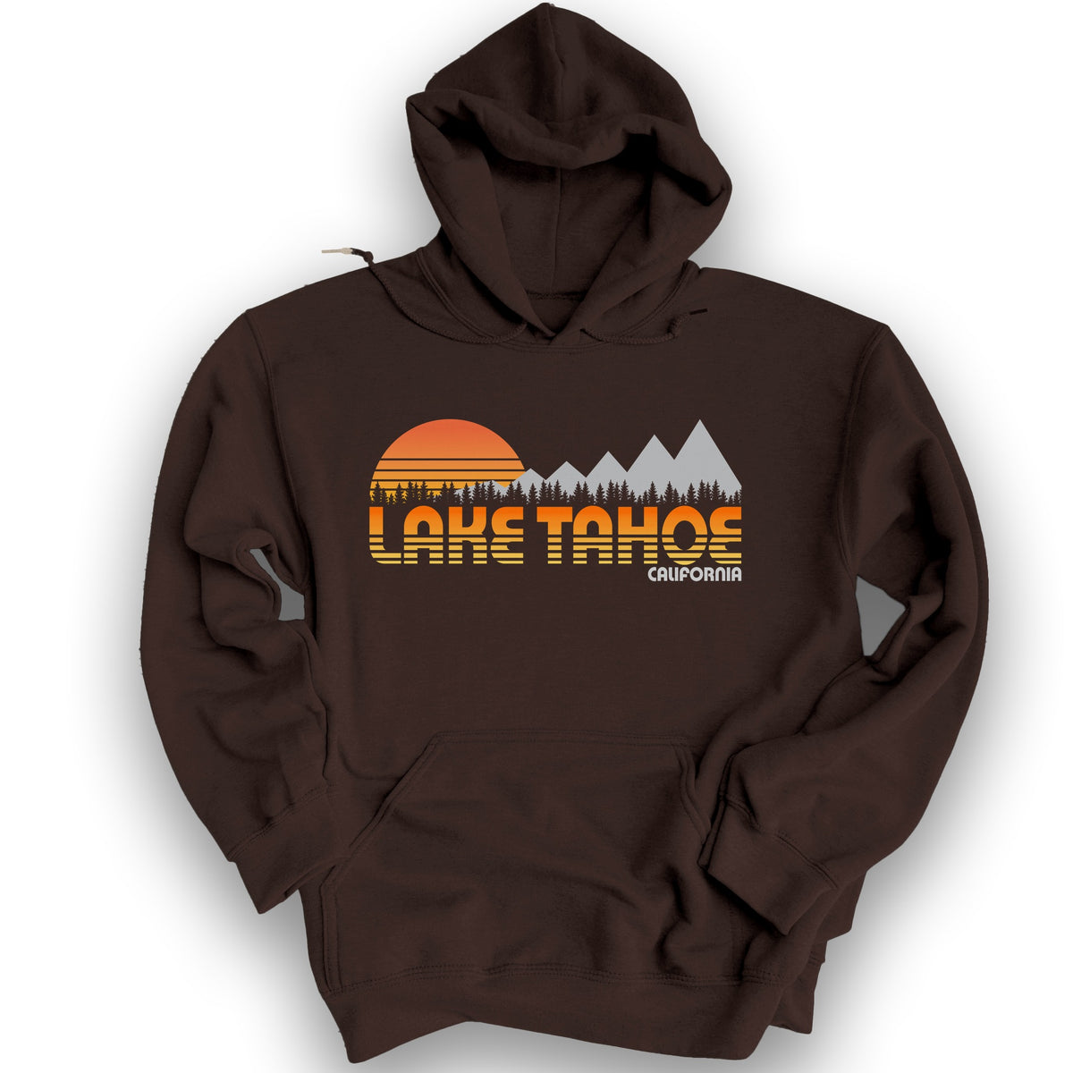 Lake Tahoe Retro 80's Hoodie - Dark Chocolate