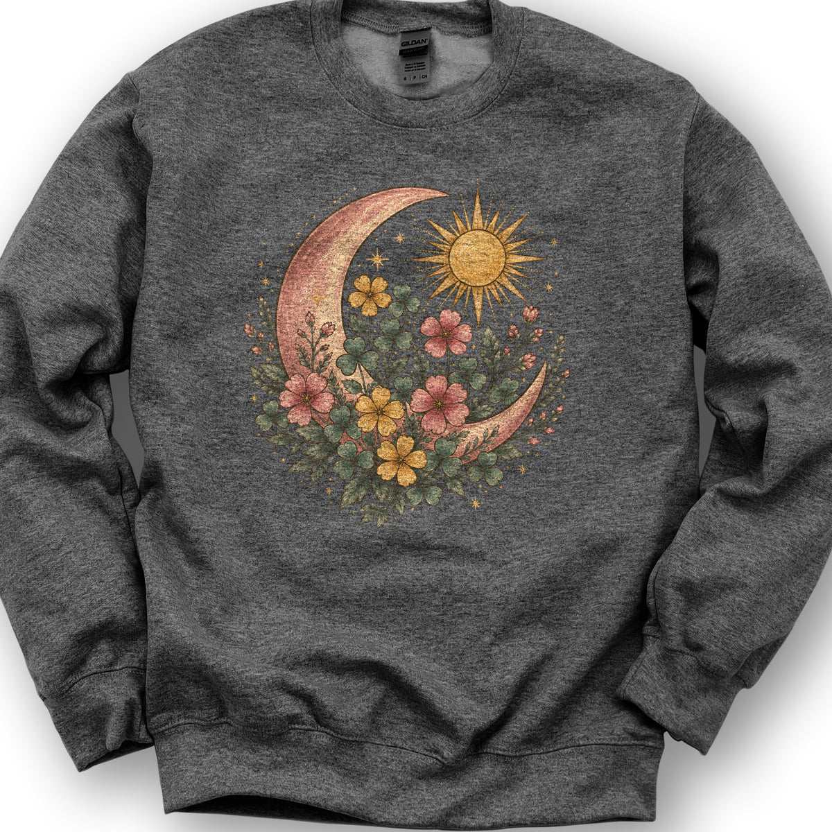 Shamrock Crescent Moon Sweatshirt - Dark Heather
