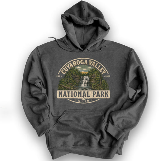 Cuyahoga Valley Medallion Hoodie - Dark Heather