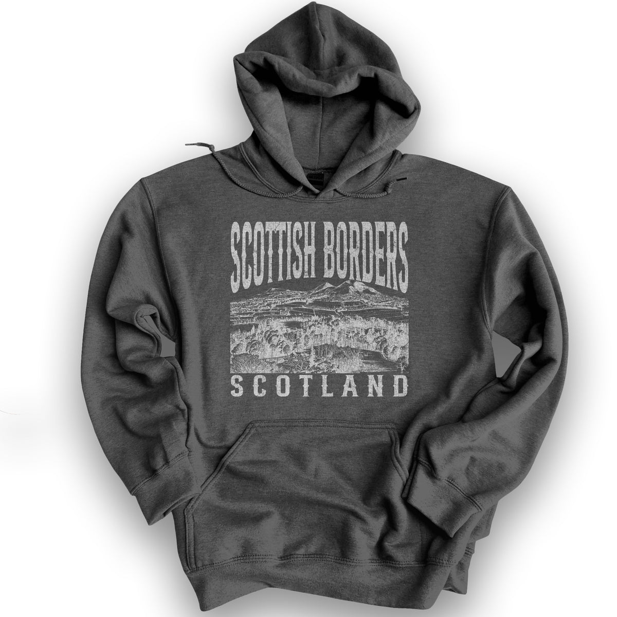Scottish Borders Sketch Hoodie - Dark Heather