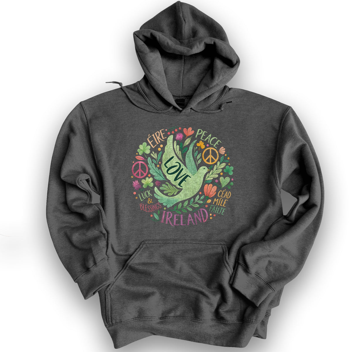 Ireland Peace Dove Hoodie - Dark Heather