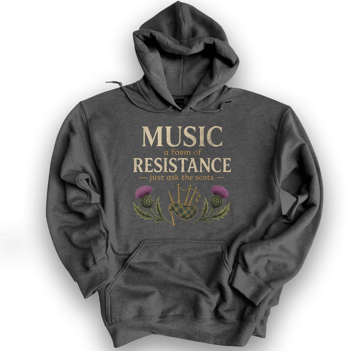 Music Resistance Scottish Hoodie - Dark Heather