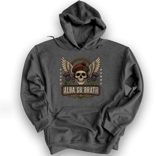 Alba Skull Thistle Hoodie - Dark Heather