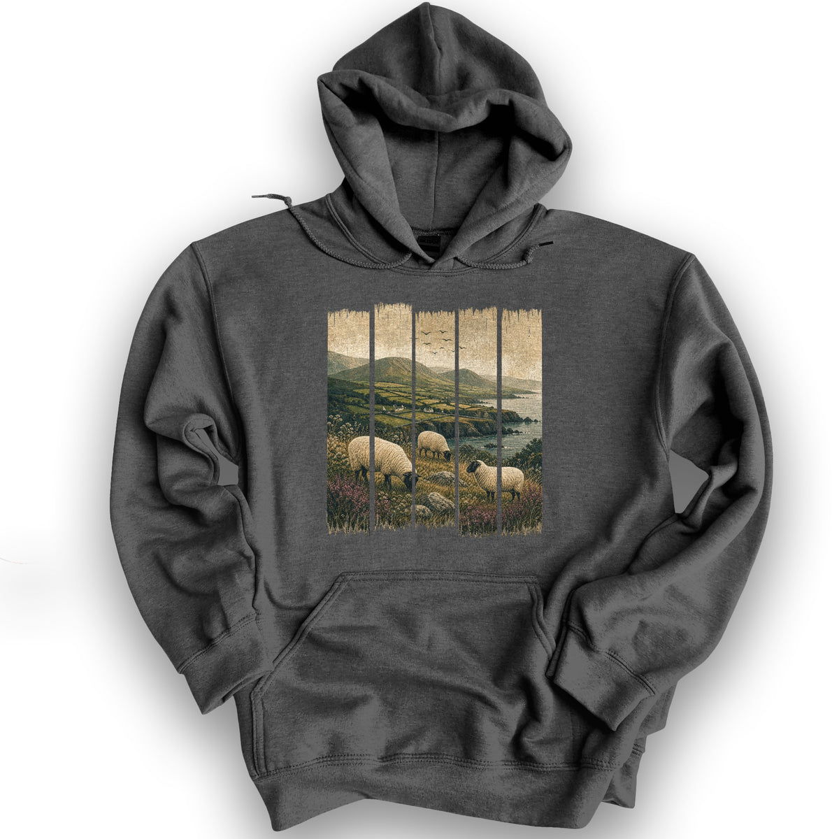 Ireland Sheep Panels Hoodie - Dark Heather