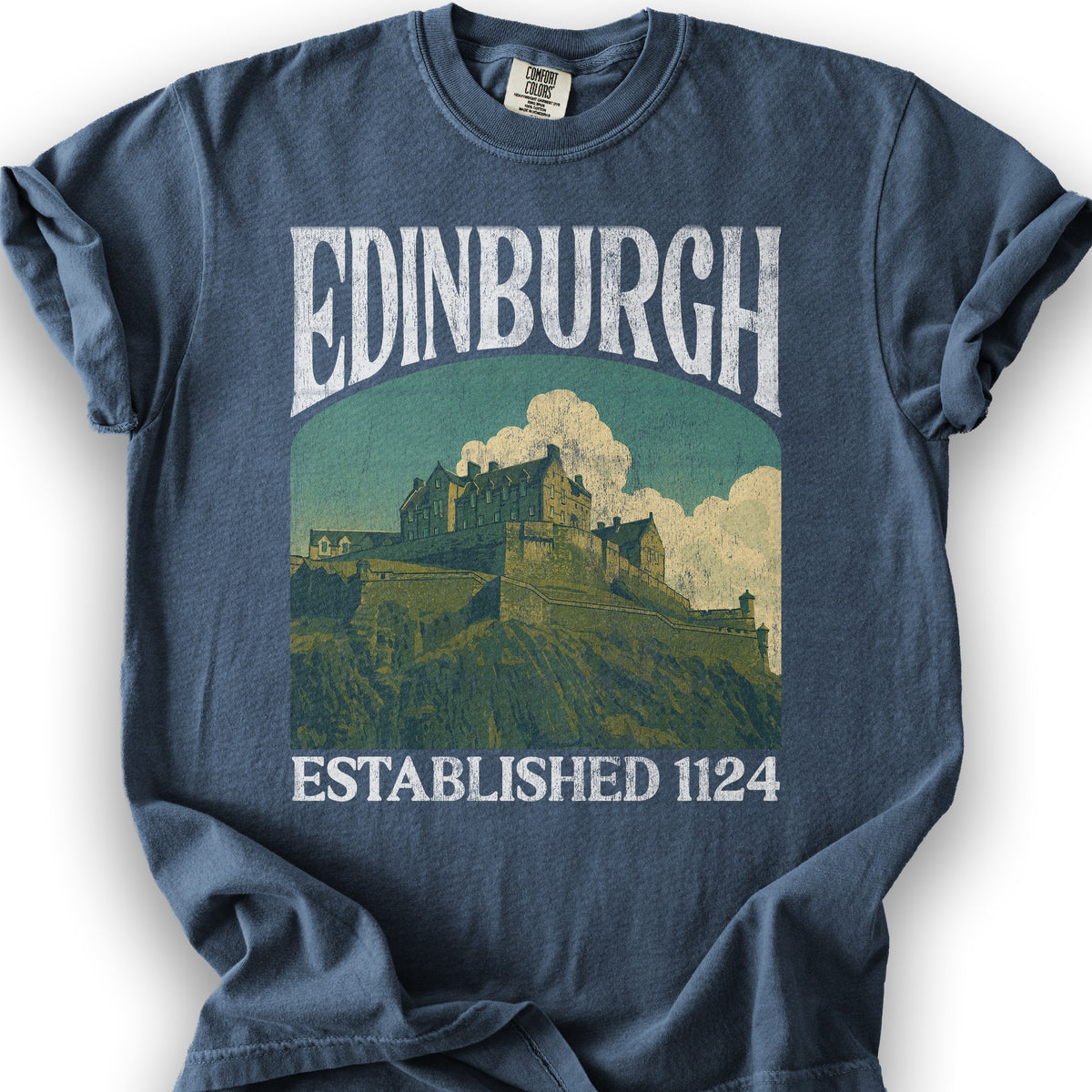 Edinburgh Scotland "Big and Bold" T-Shirt - Denim