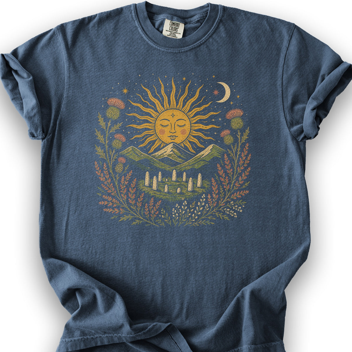 Celestial Standing Stones T-Shirt - Denim