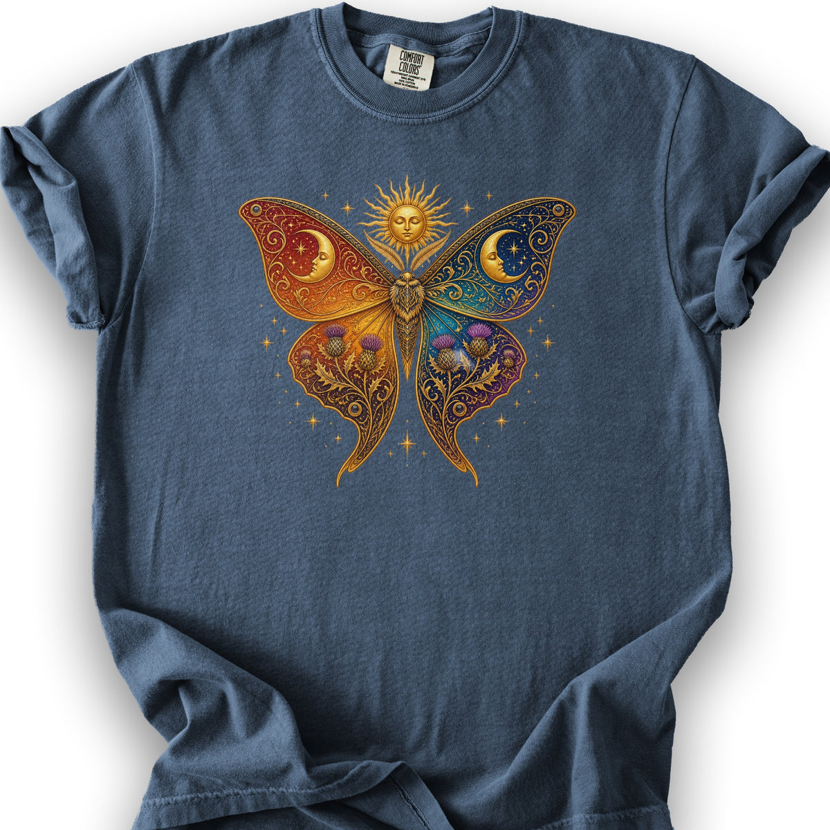 Celestial Butterfly T-Shirt - Denim