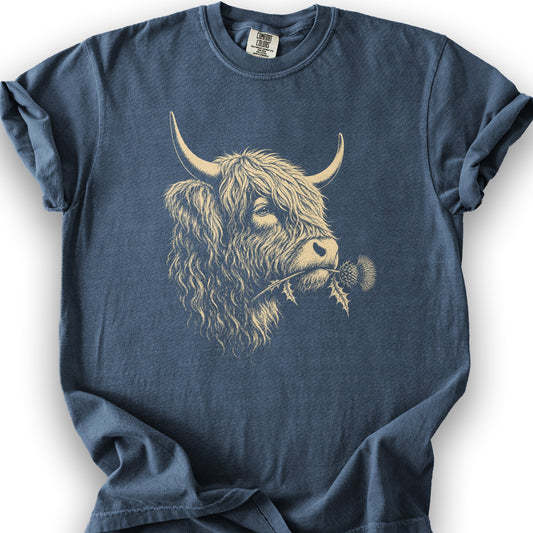 Coo With Thistle T-Shirt - Denim
