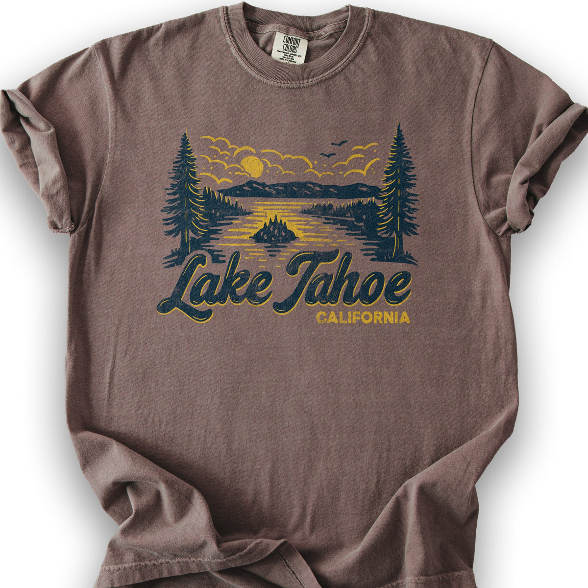 Lake Tahoe Emerald Bay Sketch T-Shirt - Espresso