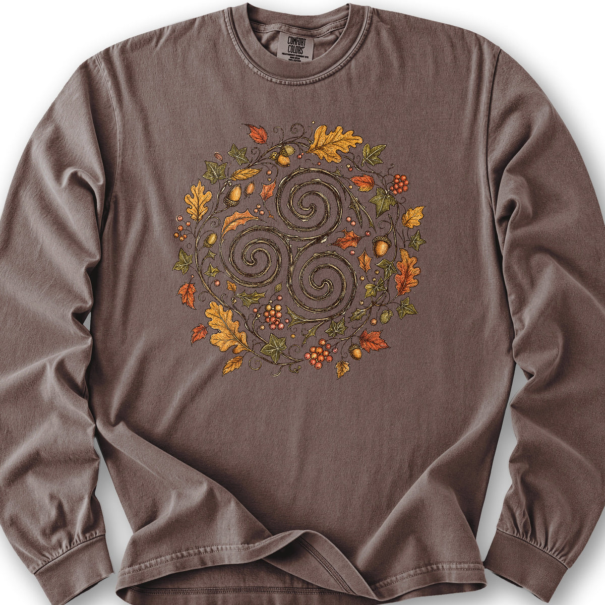 Celtic Autumn Spiral Long Sleeve Shirt - Espresso