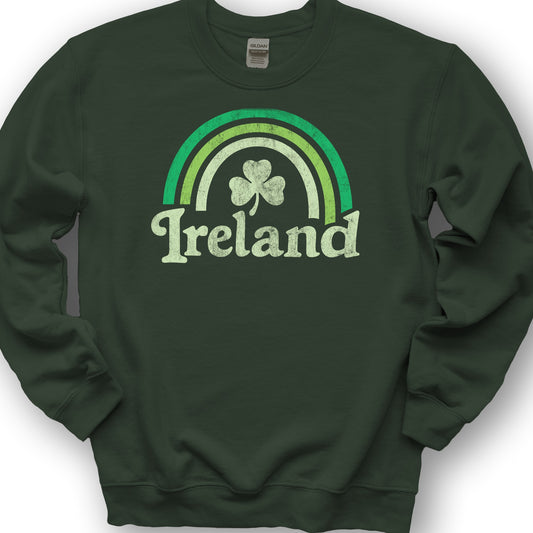 Ireland Rainbow Shamrock Sweatshirt - Forest Green