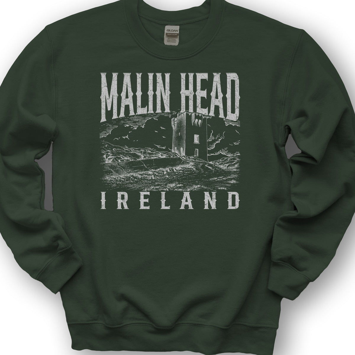Malin Head Ireland Sketch Sweatshirt - Forest Green