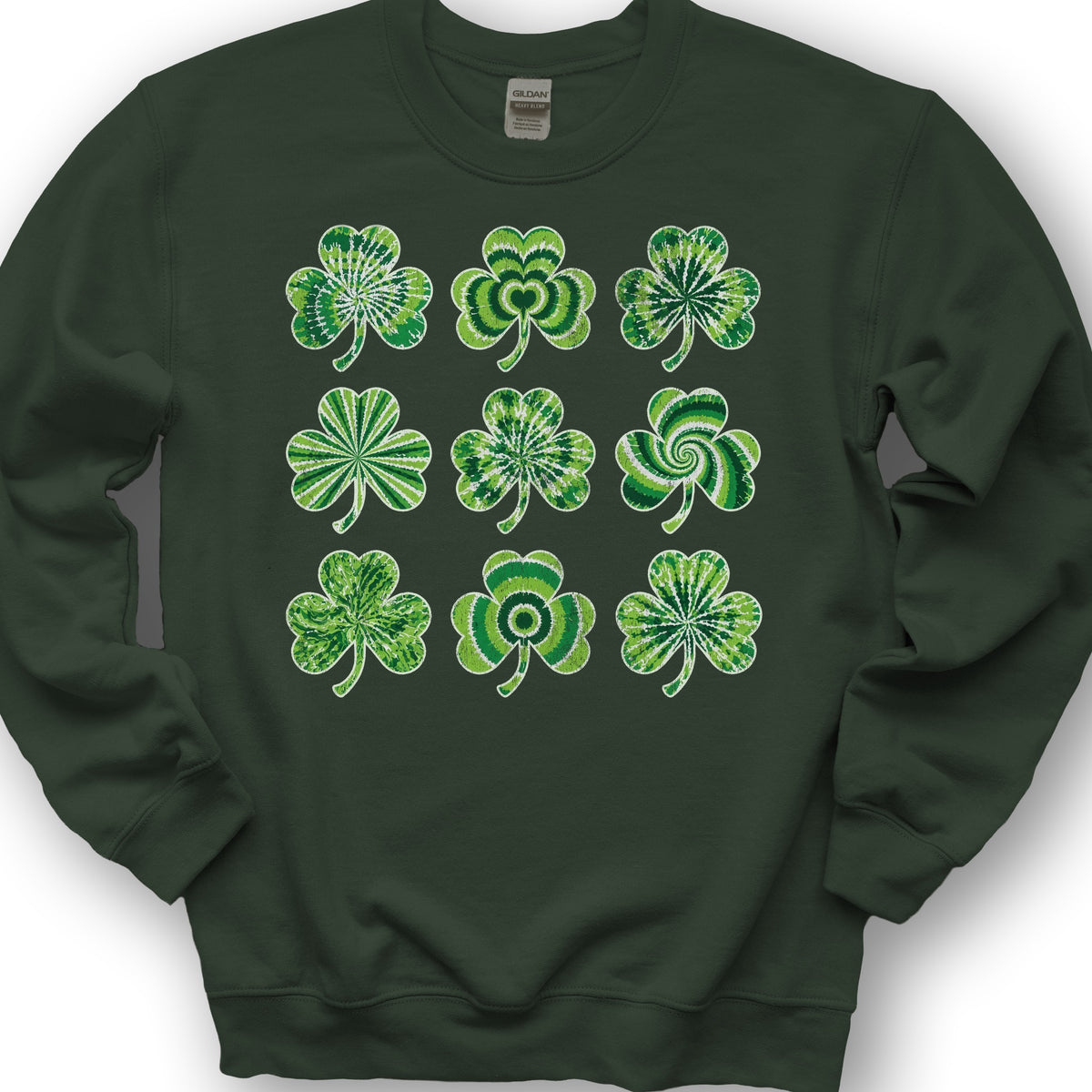Tie-Dye Shamrocks Sweatshirt - Forest Green