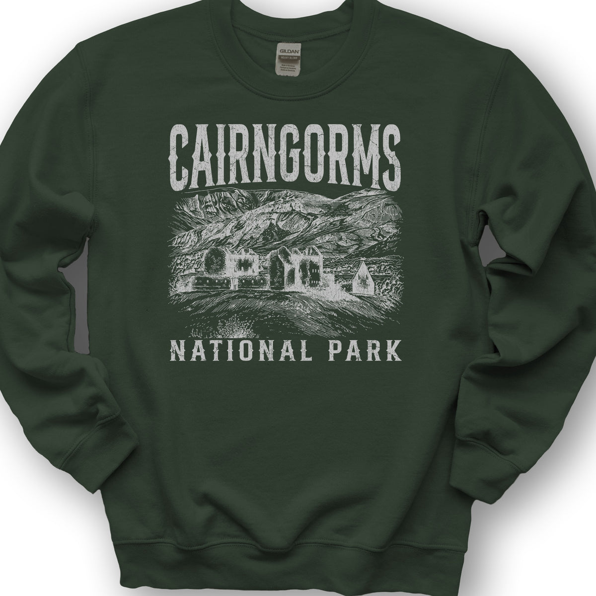 Cairngorms National Park Sketch Sweatshirt - Forest Green