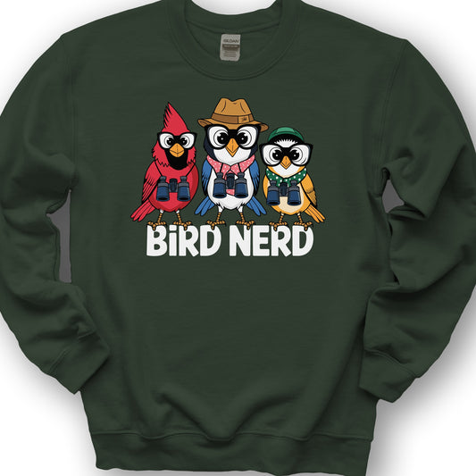 Bird Nerd "Birding Birds" Sweatshirt - Forest Green