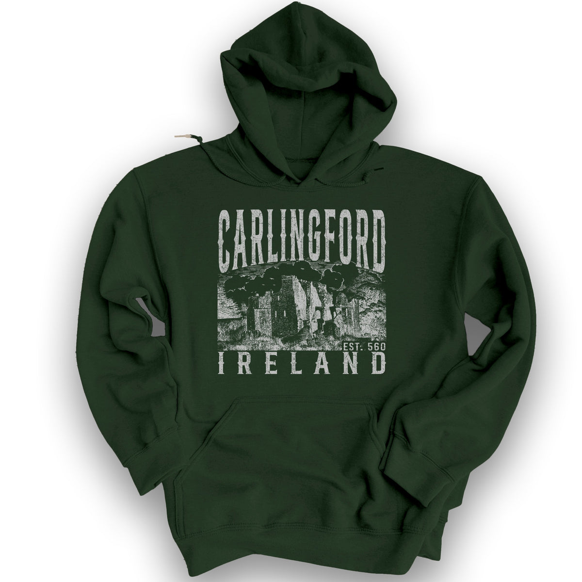 Carlingford Ireland Sketch Hoodie - Forest Green