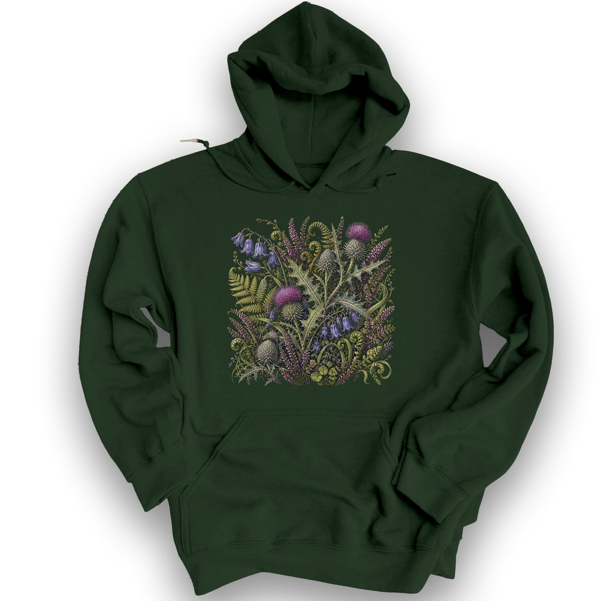 Wild Thistles Hoodie - Forest Green