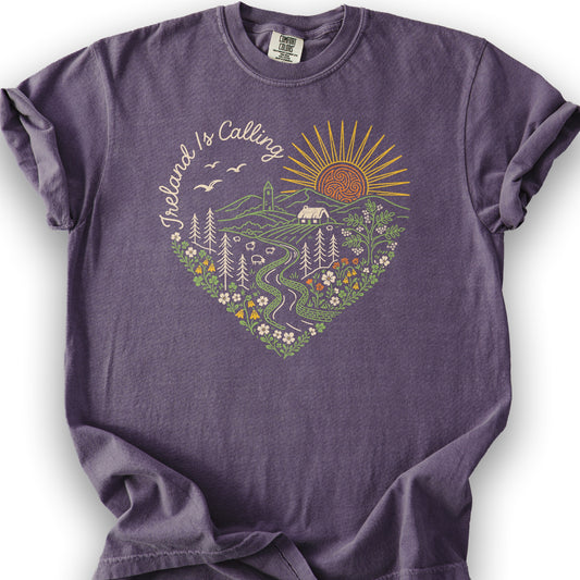 Ireland is Calling Heart T-Shirt - Grape