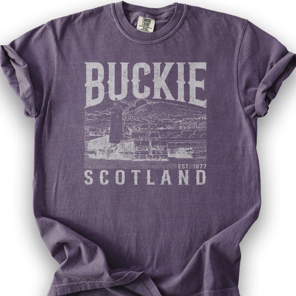 Buckie Scotland Sketch T-Shirt - Grape