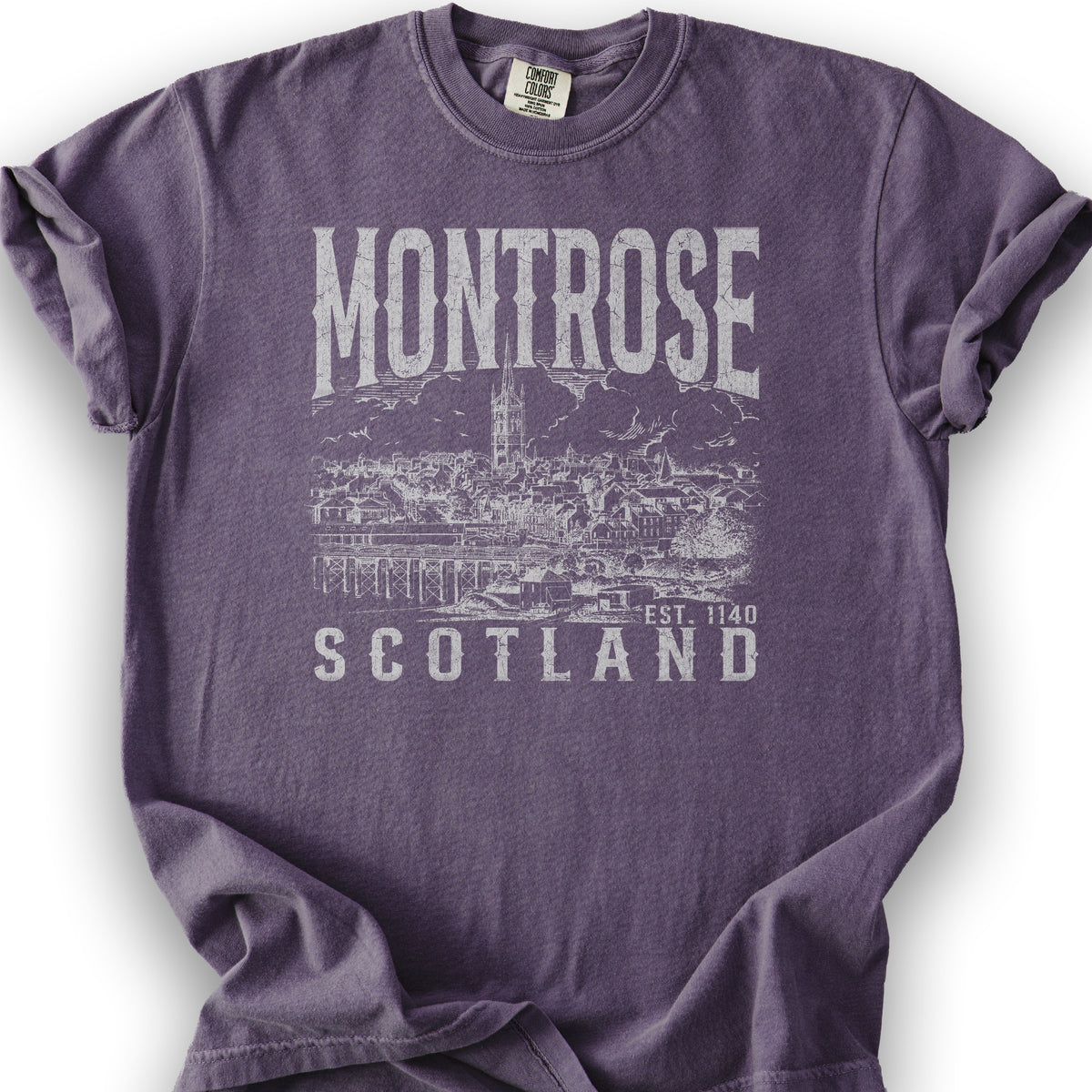 Montrose Scotland Sketch T-Shirt - Grape