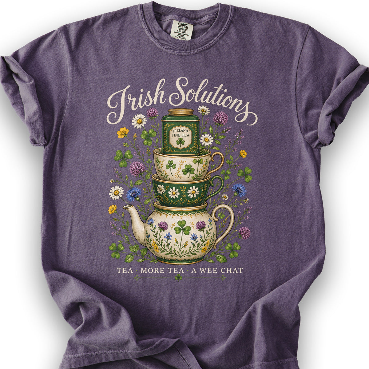 Irish Solutions Tea Cups T-Shirt - Grape