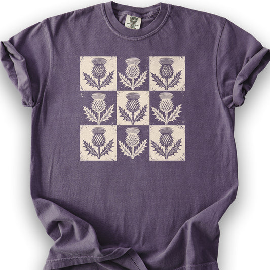 Thistle Box Pattern T-Shirt - Grape