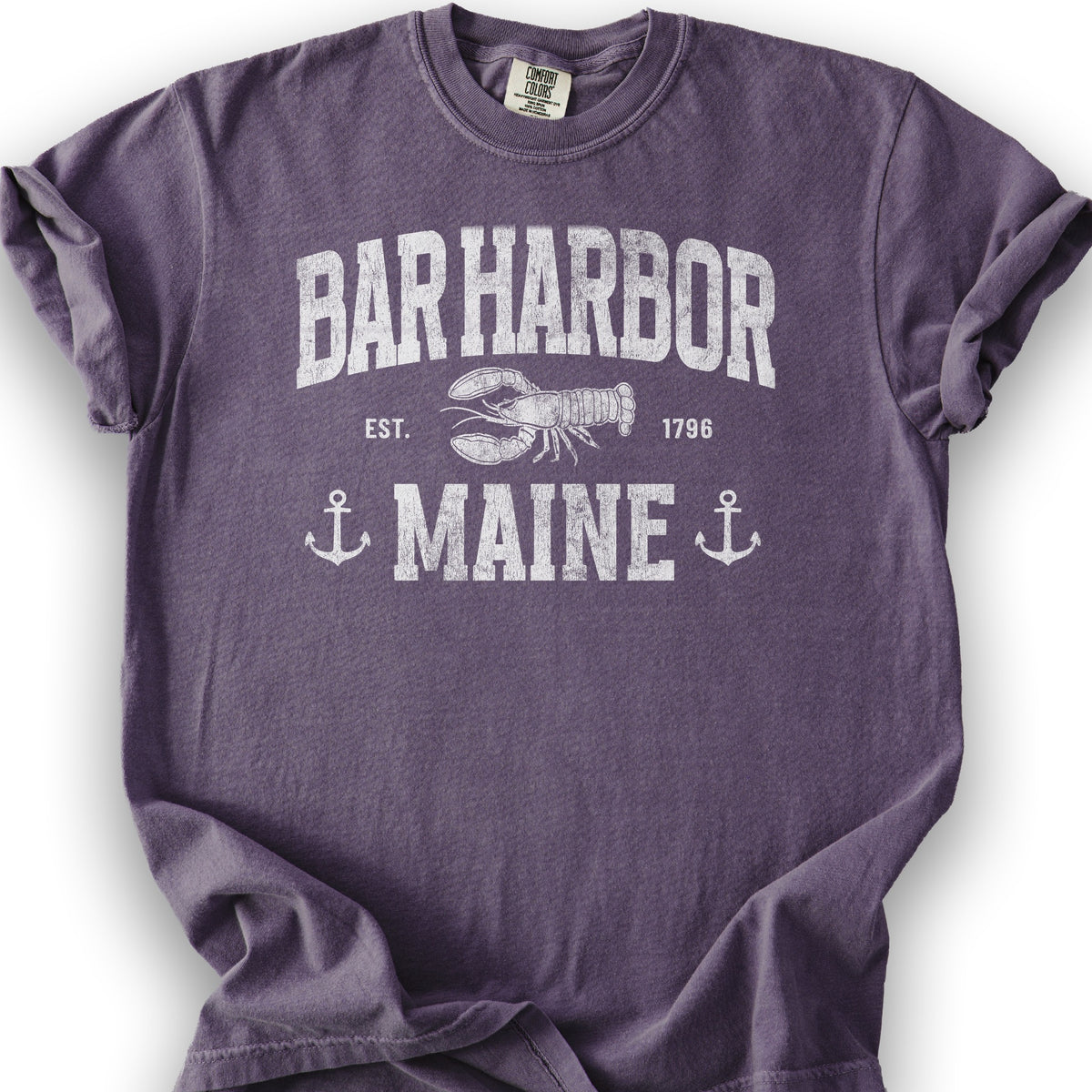 Bar Harbor Maine "Nautical Lobster" T-Shirt - Grape