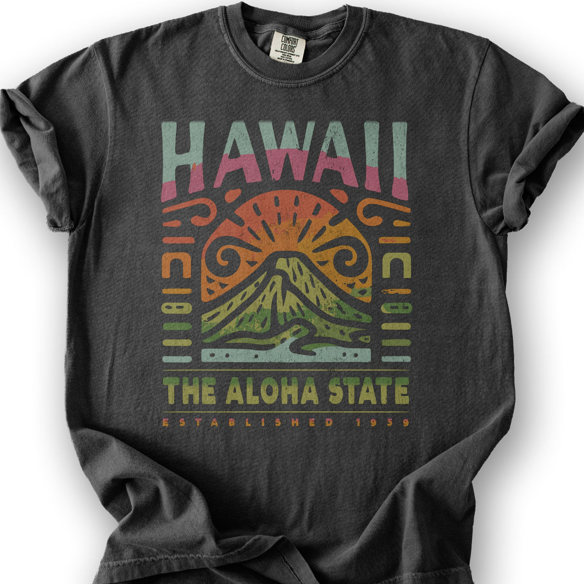 Hawaii The Aloha State "Volcano Tatoo" T-Shirt - Graphite