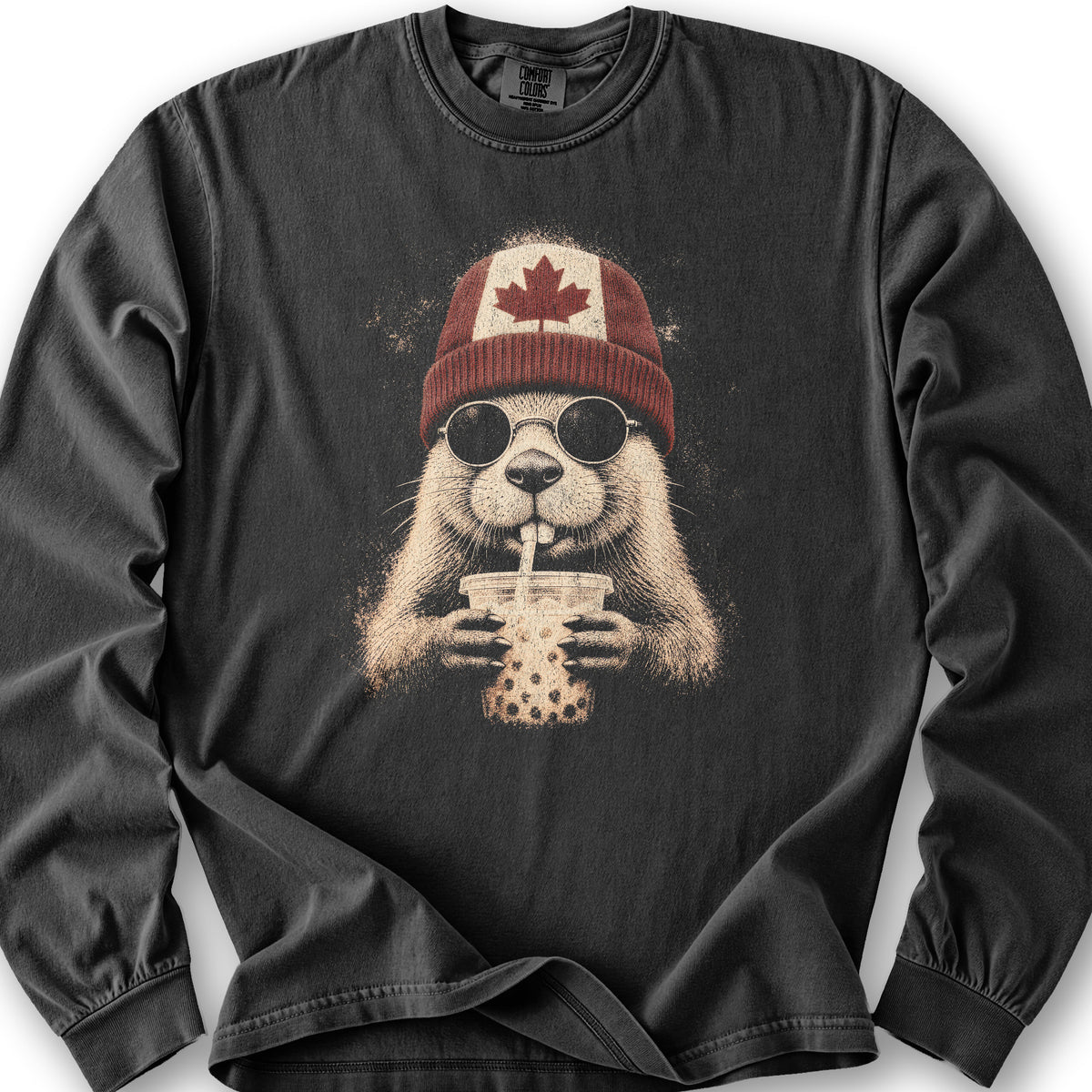 Canada Beaver Attitude Long Sleeve Shirt - Graphite