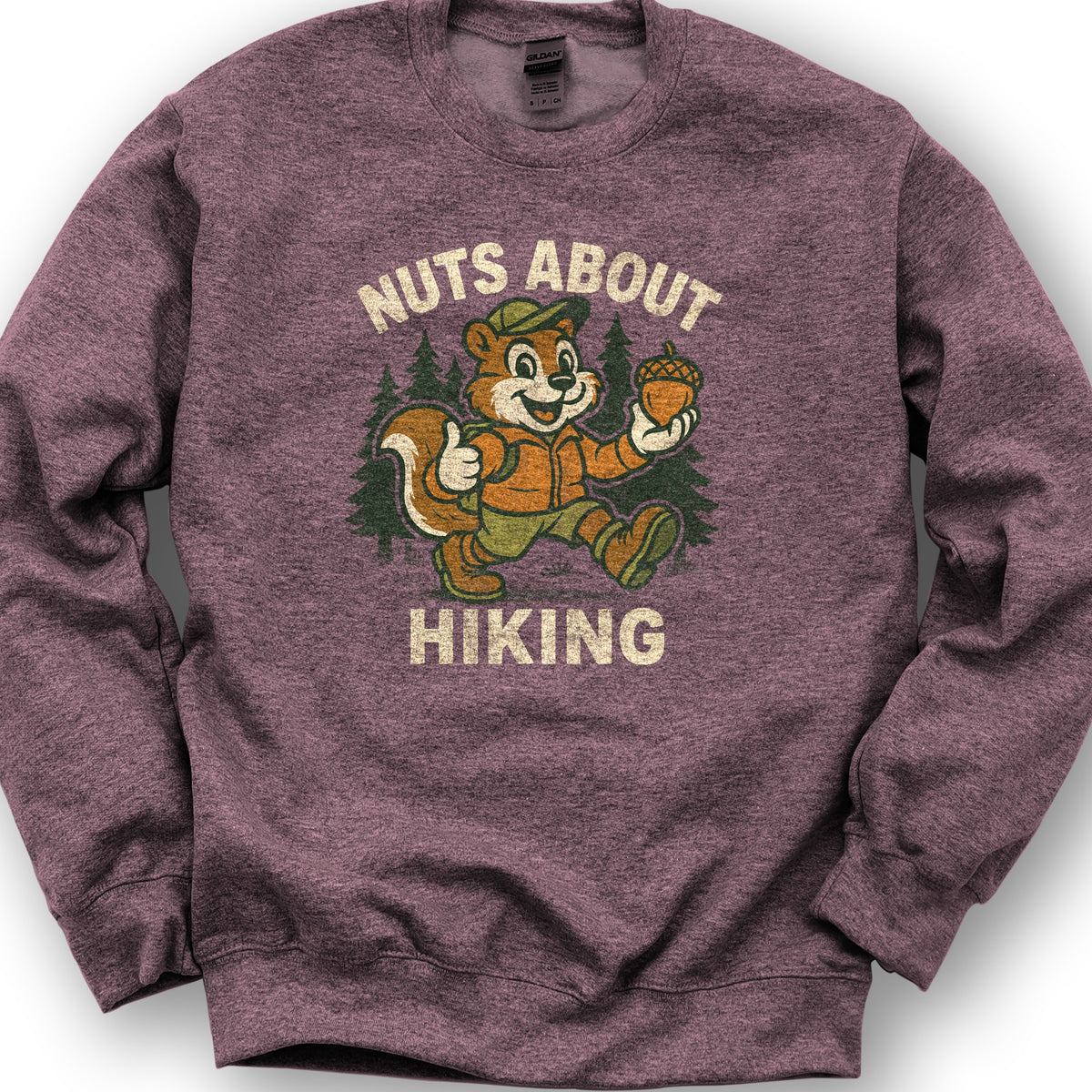 Nuts About Hiking Sweatshirt - Heather Sport Dark Maroon