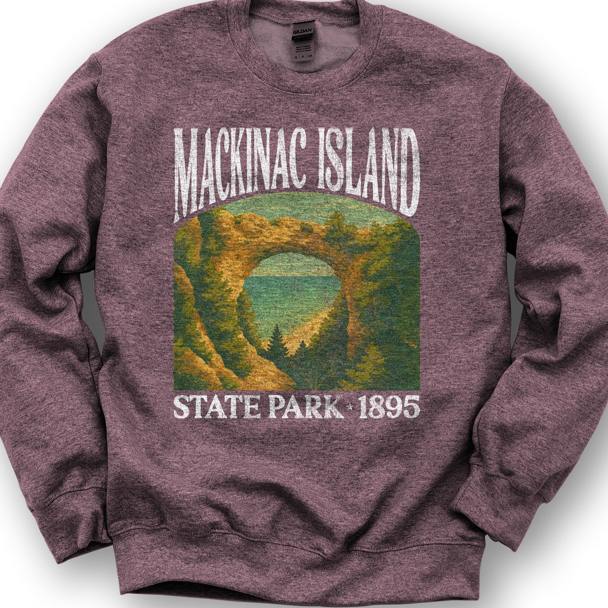 Mackinac Island State Park"Big and Bold" Sweatshirt - Heather Sport Dark Maroon