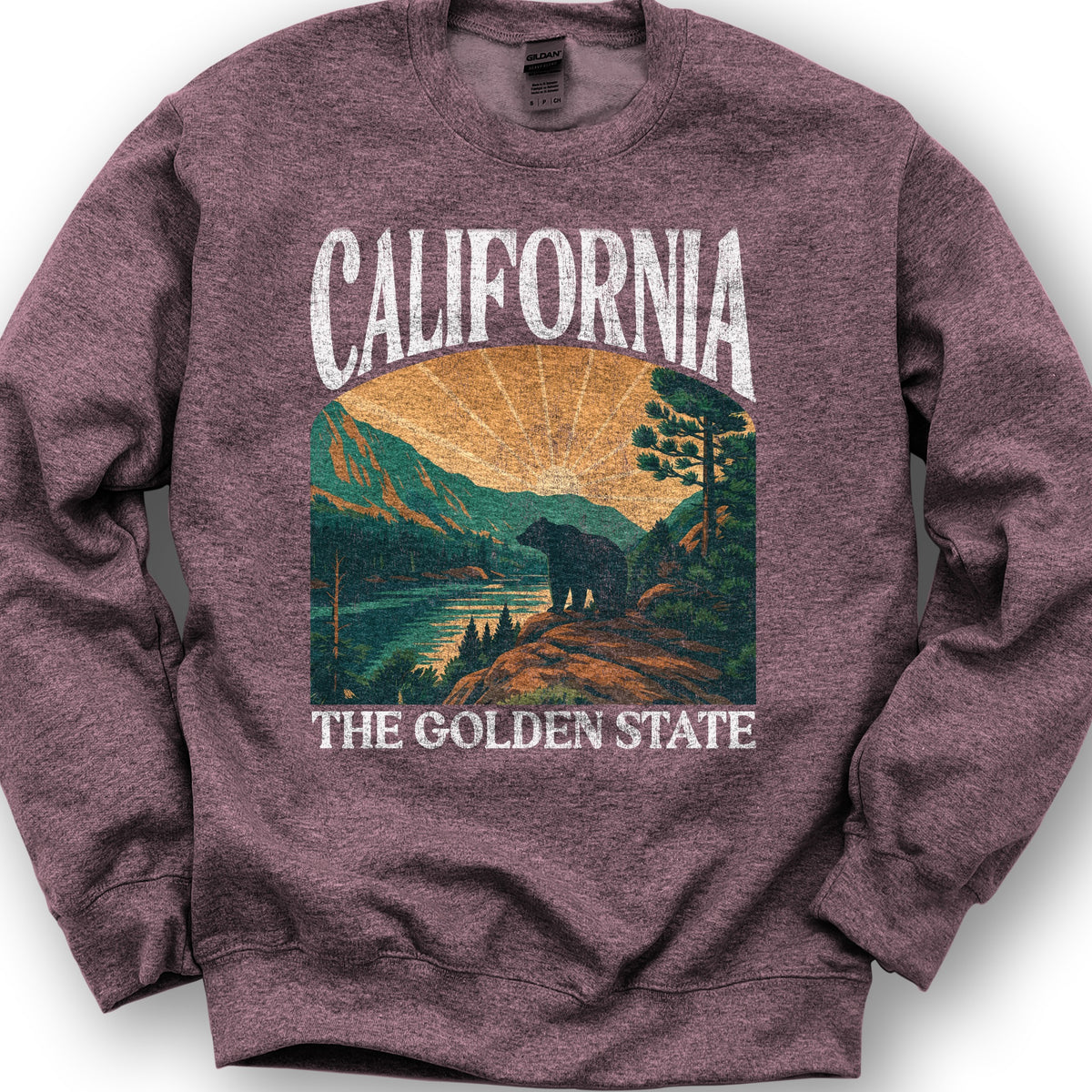 California Golden State "Big and Bold" Sweatshirt - Heather Sport Dark Maroon