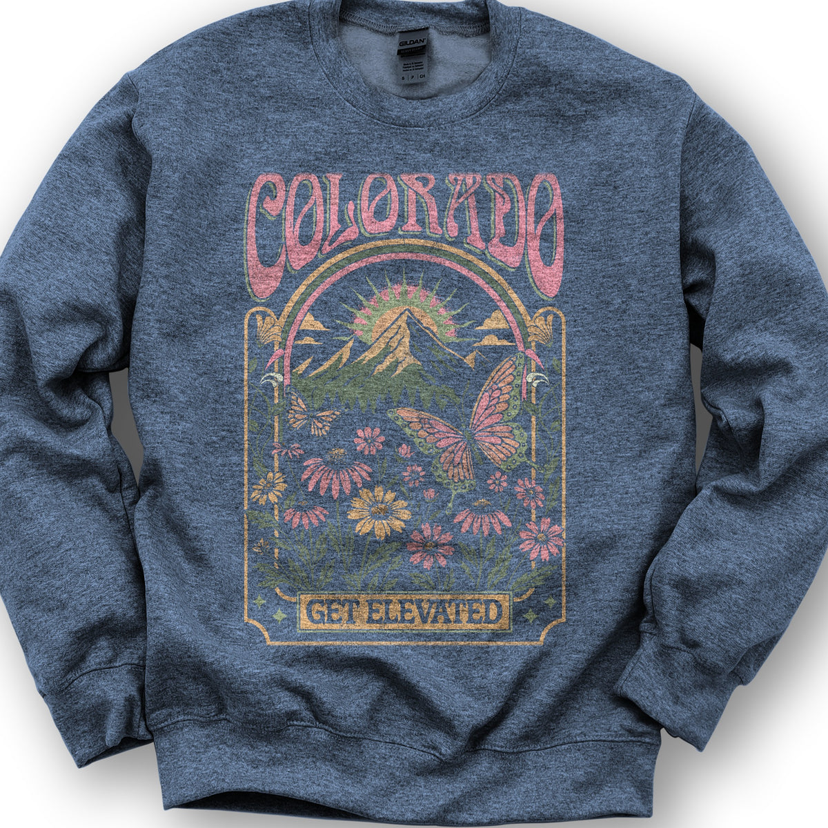 Colorado Get Elevated Butterfly Sweatshirt - Heather Sport Dark Navy