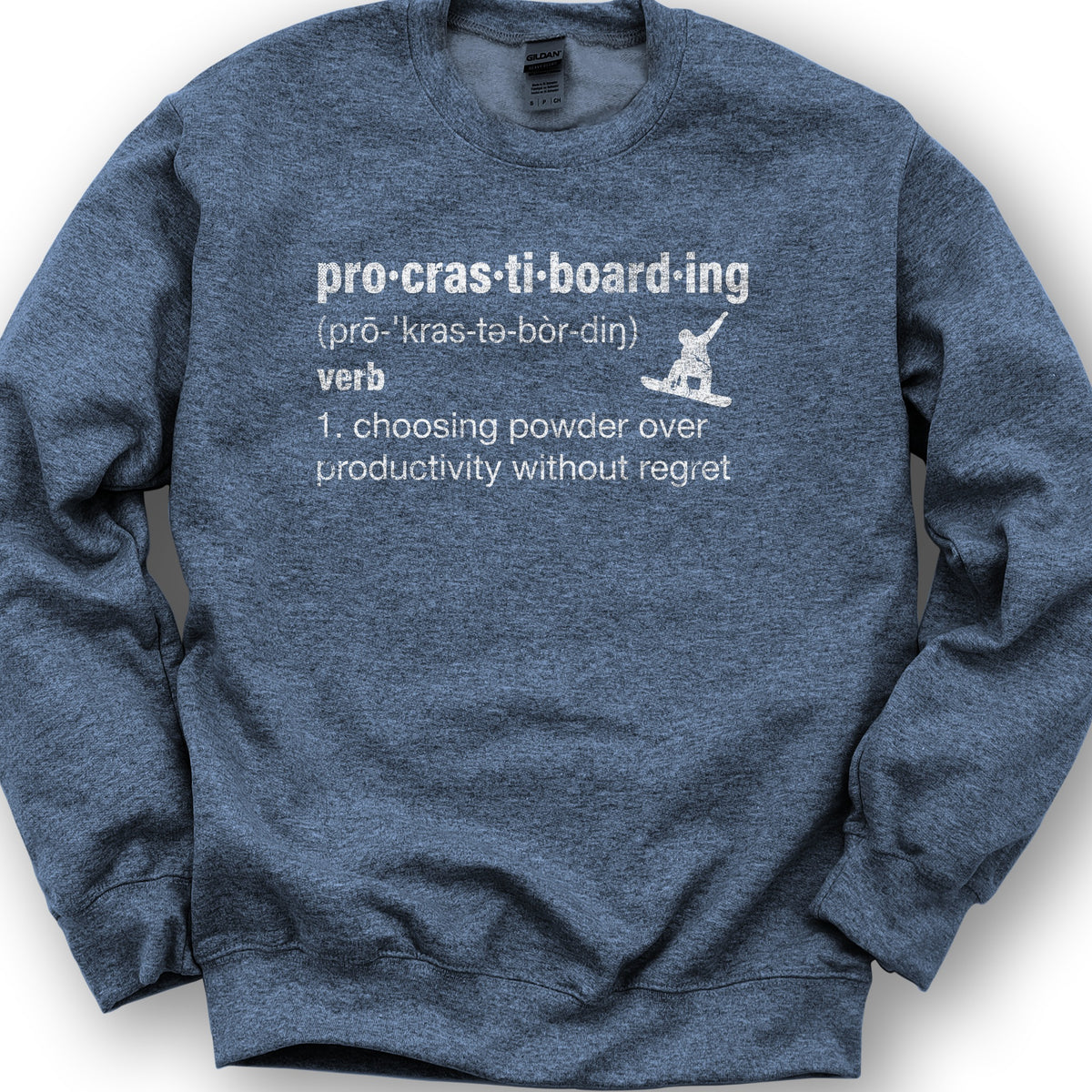 Procrastiboarding Snowboard Sweatshirt - Heather Sport Dark Navy