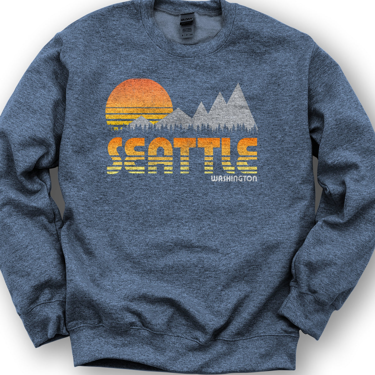 Seattle 80's Retro Sweatshirt - Heather Sport Dark Navy