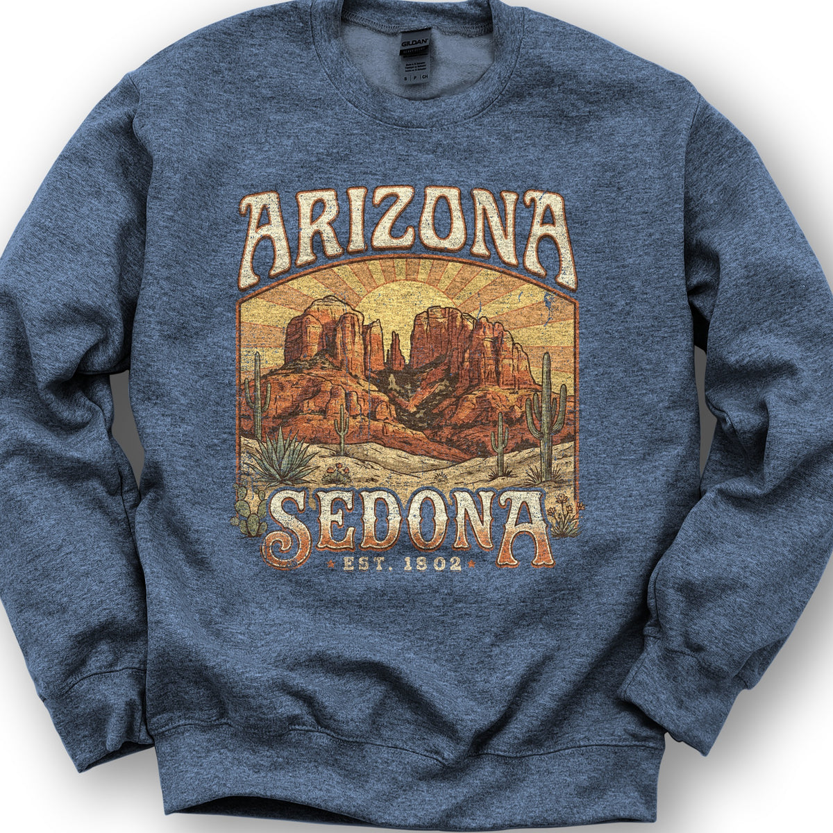 Sedona Arizona Sunset Sweatshirt - Heather Sport Dark Navy