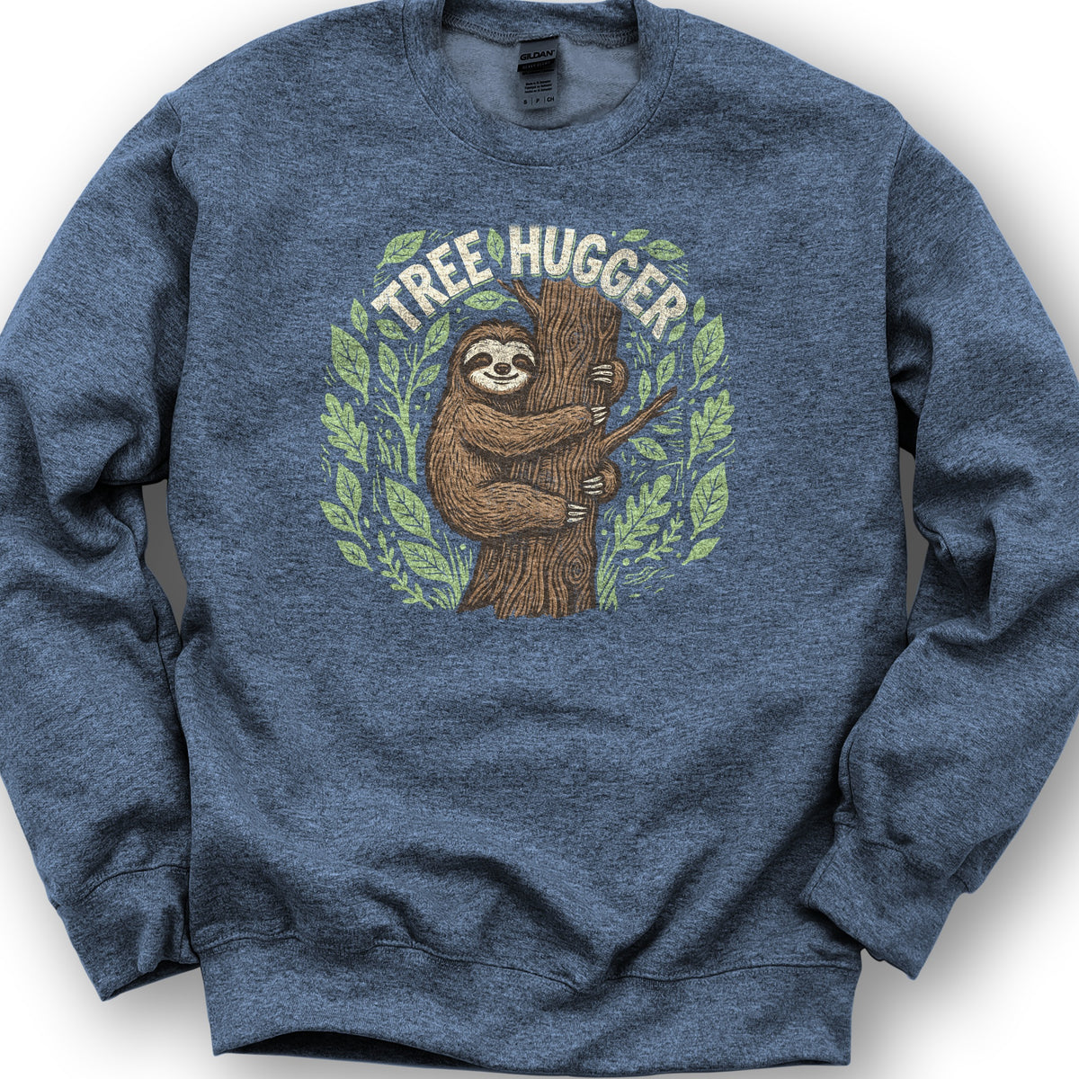 Tree Hugger Sloth Sweatshirt - Heather Sport Dark Navy