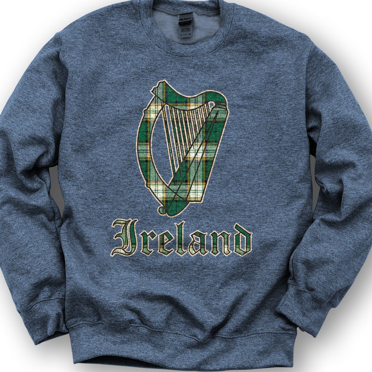 Ireland Tartan Harp Sweatshirt - Heather Sport Dark Navy