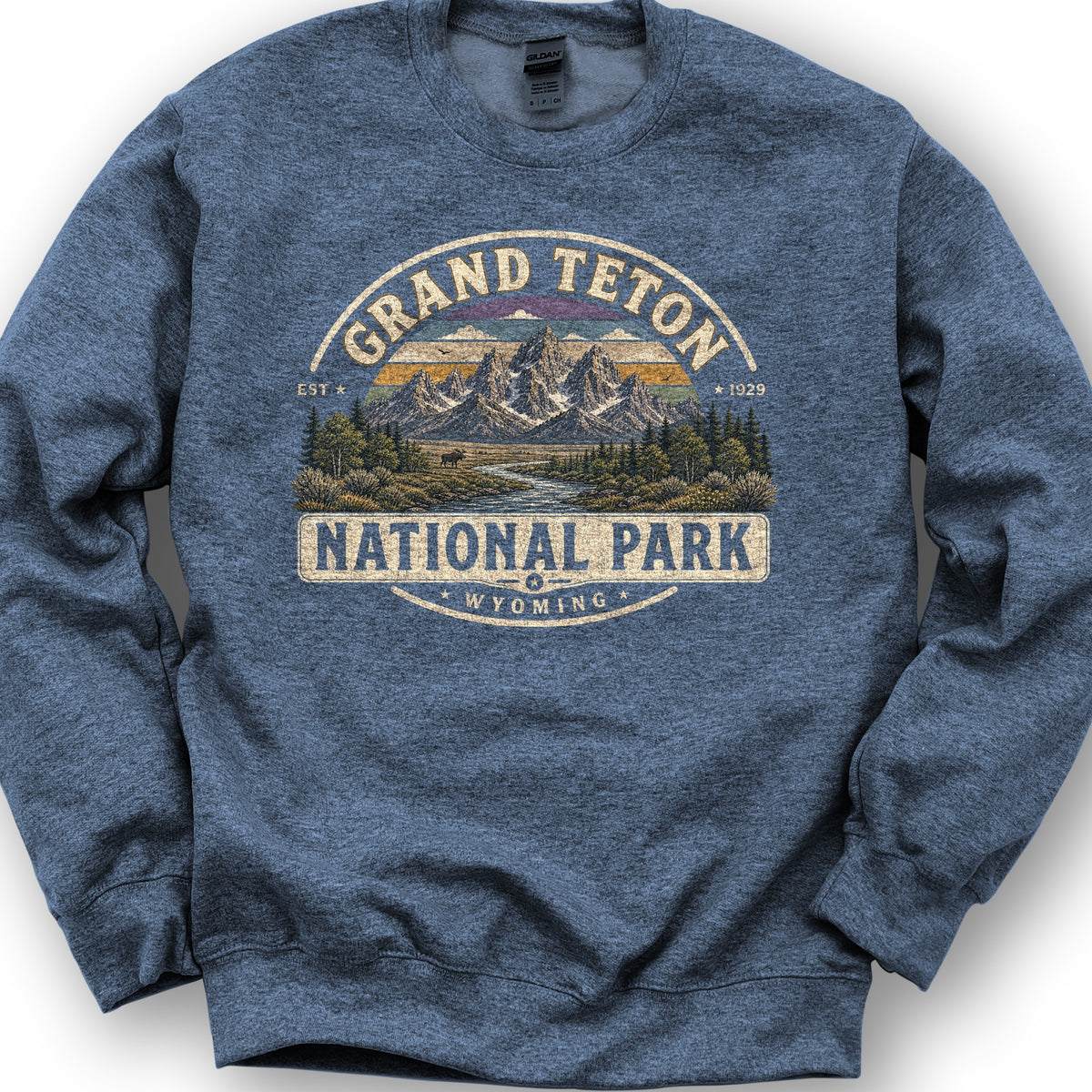 Grand Teton Medallion Sweatshirt - Heather Sport Dark Navy