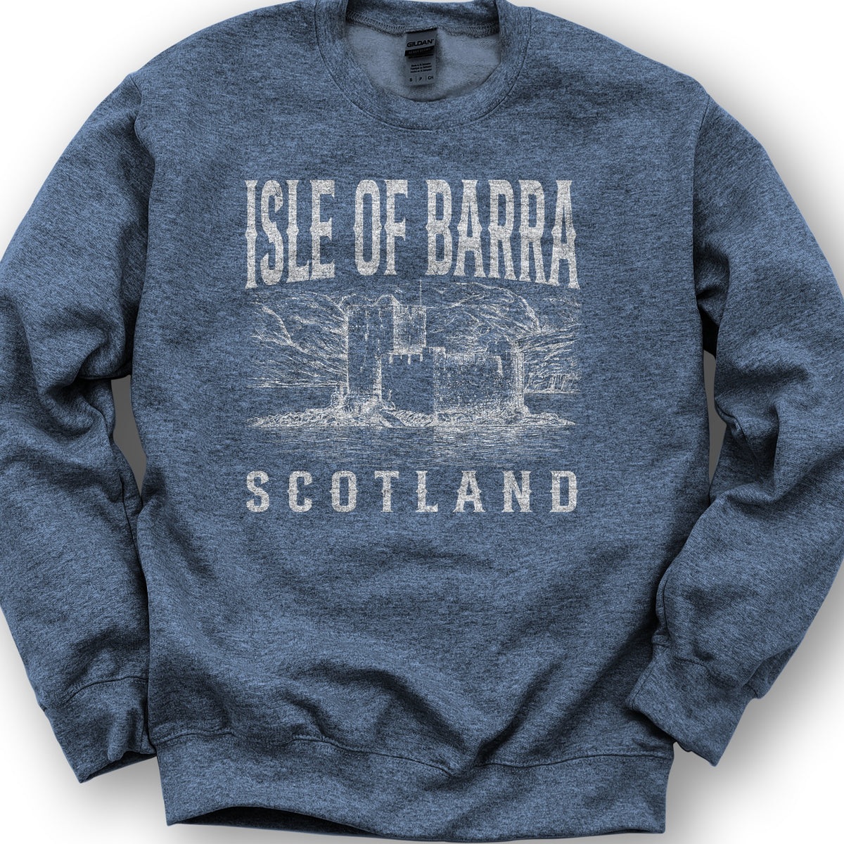 Isle of Barra Scotland Sketch Sweatshirt - Heather Sport Dark Navy