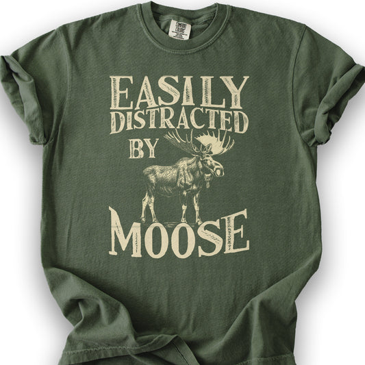 "Easily Distracted by Moose" T-Shirt - Hemp