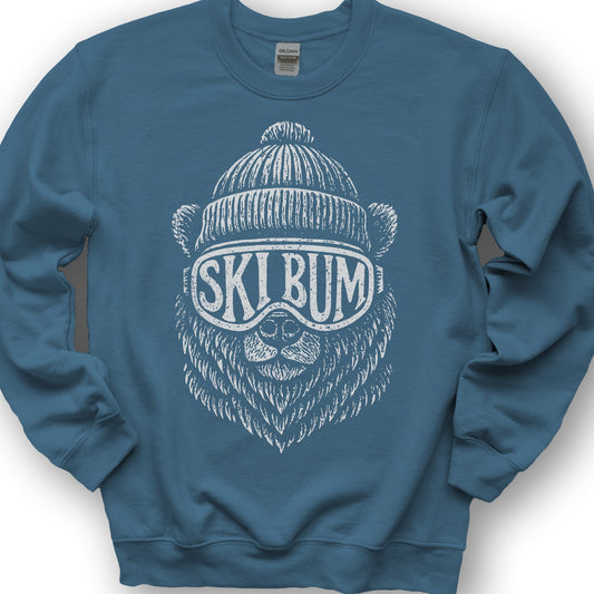 Ski Bum Bear Sweatshirt - Indigo Blue