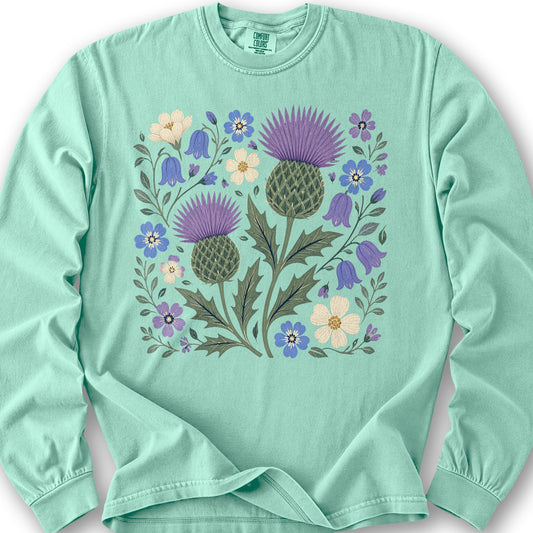 Scottish Thistle Floral Long Sleeve Shirt - Island Reef