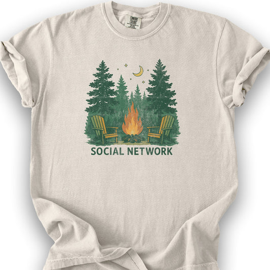 Camping "Social Network" T-Shirt - Ivory