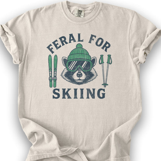 Feral for Skiing T-shirt - Ivory