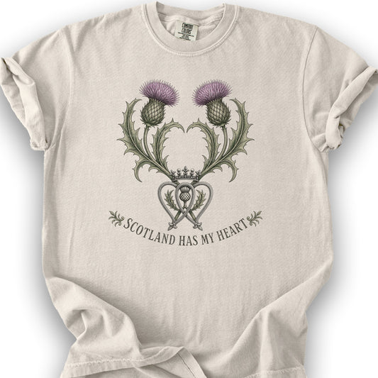 Scotland Heart Brooch T-Shirt - Ivory