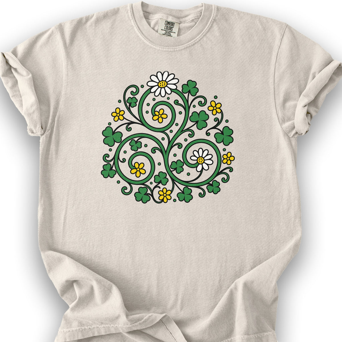 Celtic Shamrock Triskele T-Shirt - Ivory