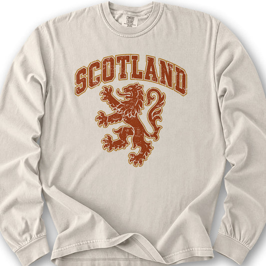 Red Vintage Rampant Lion Long Sleeve Shirt - Ivory